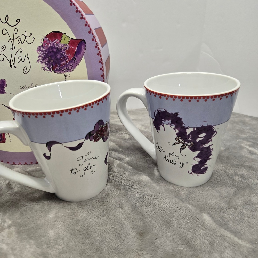 The Red Hat Way Set of 4 Coffee Mugs with Decorative Box Purple Red Hat Society - Picture 5 of 8